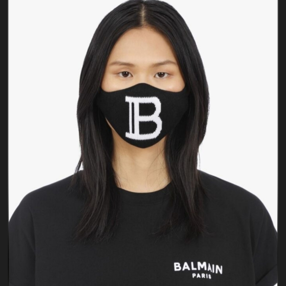 Balmain Black and White Logo Face Mask